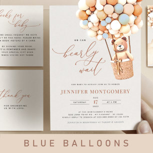 Cartão De Informações Balões de Urso Castanho Fralda Bilhetes de Rafael 