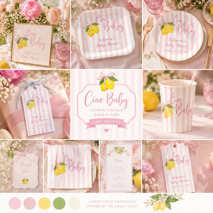 Convite de Chás de Bebê Meninas Ciao Baby Lemon Bo