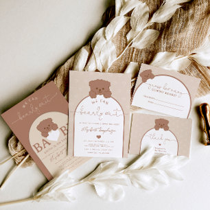 Convite Chá de fraldas neutro do urso de película