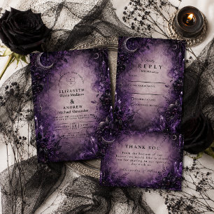 Cartão De Agradecimento Casamento Gótico Roxo Goth