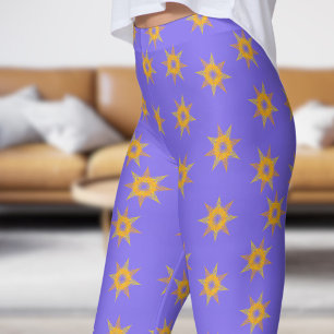 Legging Padrão de estrela Dourada amarela do Limão vibrant
