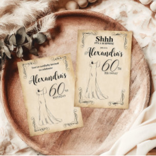 Convite Vintage Elegant Dress 60th Festa de aniversário su