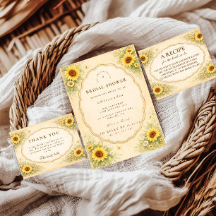 Convite Chá de Noiva Jardim de Girassóis Vintage