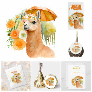 Watercolor Llama Alpaca - Cartão de Convite de Ani