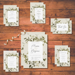 Convite para Casamento Delicado Boho Greenery