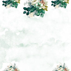 Convite Celebração de Casamento de Emerald Green Cream Flo