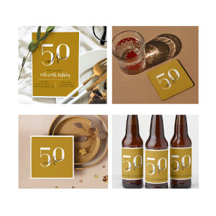Guardanapo De Papel Elegante Dourado   50.o Aniversário Papel Nápoles