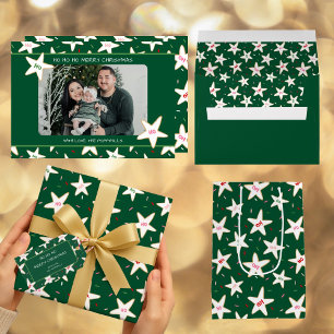 Papel De Presente Padrão de Natal Estrela de Biscoito de Gengibre