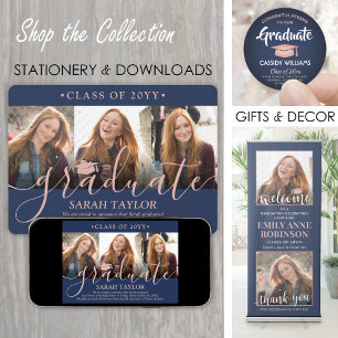 Convite 4 Festa de formatura de fotos, Marinho azul e scri