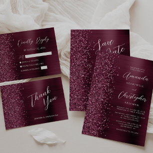 Placa RSVP de Casamento de Script Glam Glitter Bur