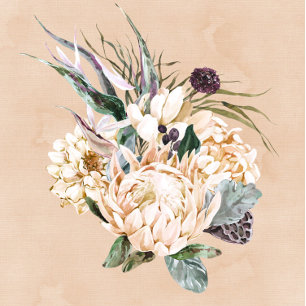 Convite Tropical Boho White Protea Floral Casamento Invita