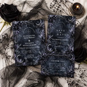 Convite Casamento de Inverno Gótico Encantado