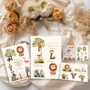 Convite Primeiro aniversario Selvagem de Animais Safari