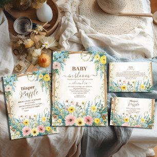 Cartão De Informações Bebê Em Sangue Blush E Primavera Teal Raffle