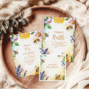 Cartão De Informações Mamãe para Bee Wildflower Honeybee Mãe Diapper Raf