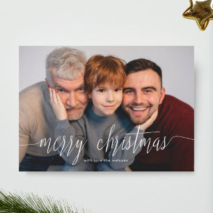 Festividades Cartão de Foto de Natal Branco Sobreposto Férias