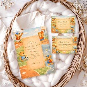 Convite Chá de Bebê Ursinhos de Pelúcia Storybook Sports