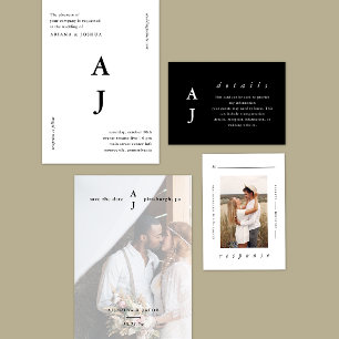 Convite Casamento Mínimo Monograma Verde Esmeralda