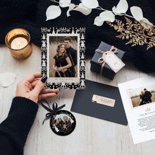 Convite Elegante Evergreen Trees & Floral Christmas Party