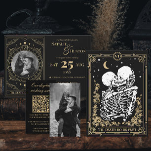 Cartão De Informações Código QR do Registro de Casamento de Góticos do S