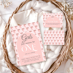 Convite Meninas só querem ser um Arco rosa primeiro aniver