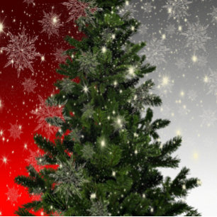 Convite Flocos de neve vermelhos da árvore verde do partid