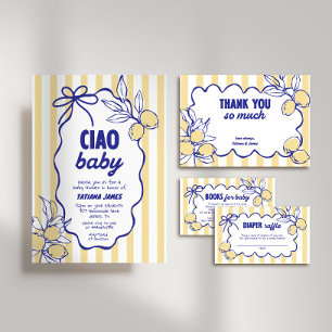 Convite CHÁ DE FRALDAS CIAO BABY Lemon Mediterranean Amalf
