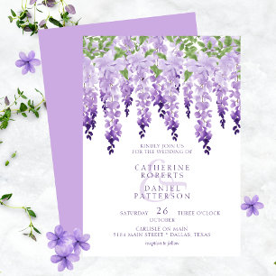 Cartão De Informações Janto de Ensaio de Casamento de Wisteria Watercolo