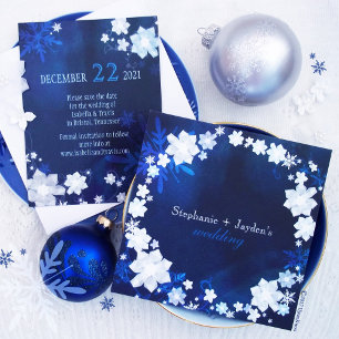 Convite Marinho Blue Winter Bohemian Wedding