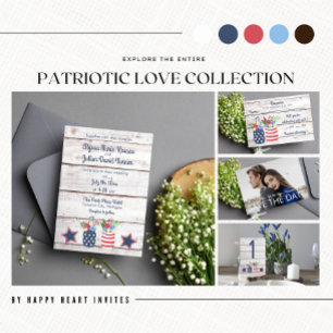 Convite Patriotic Love II Rustic 4th of Julit Photo Weddin
