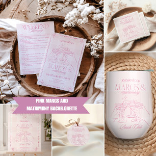 Adesivo Redondo Margs Rosa E Matrimony Bachelorette