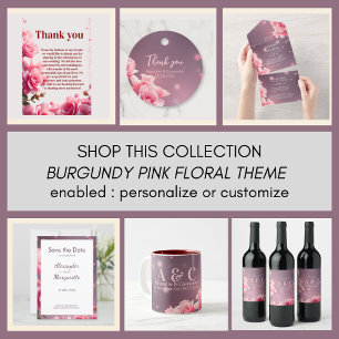 Caneca De Café Em Dois Tons Burgundy Floral Mugs for Wedts Gifts Giveaways