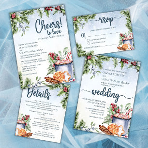 Convite Casamento Neve com Cacau Quente Cozy Winter Hot Co