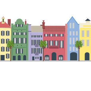 Cartão De Festividades Rainbow Row Charleston Natal