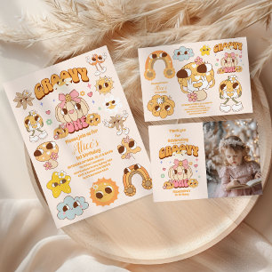 Convite Festa de primeiro aniversario Groovy One Boho Dais