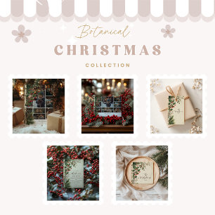 Cartão De Festividades Festa de Natal da Photo Rustic Holly Berry