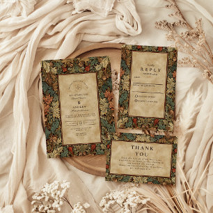 Cartão De Agradecimento Vintage Botanical Foliage Wedding