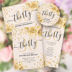 Adesivo Redondo Script Glam Dourado Floral Glitter aniversário de 