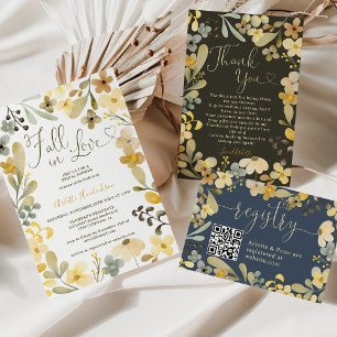Cartão De Agradecimento Queda no amor Boho floral chá de panela chic outon