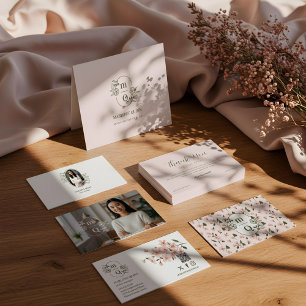 Cartão De Visita Monograma Botânico Floral Elegante Marca do logoti