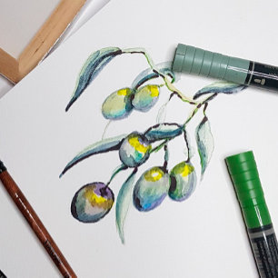 Convite Branch de Oliveiras Mágicas, pintado à mão