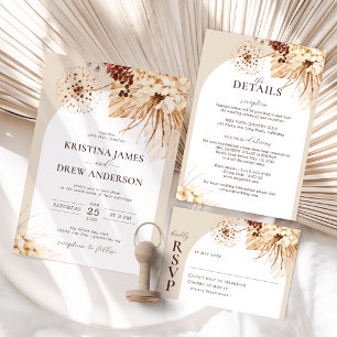 Boho Terracotta Pampas Convite Para Casamento De G