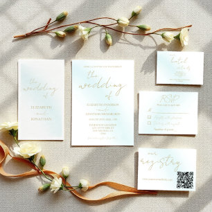 Cartão RSVP Casamento de Onda Blue Watercolor
