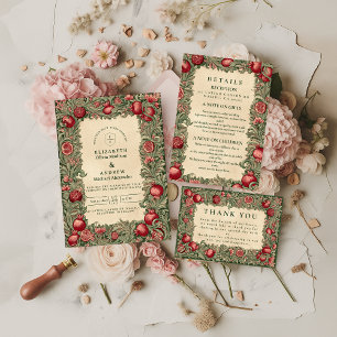 Cartão De Agradecimento Casamento no Jardim de Romã Vintage