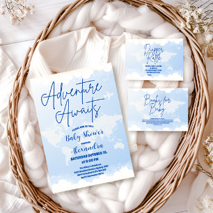 Convite A Aventura Aguarda Chá de fraldas Neutro de Gênero