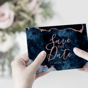 Marinho Azul Rosa Ouro Folha Agar Convites De Casa