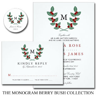 Convite The Monogram Berry Bush Wedding Collection