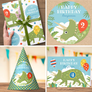 Convite Belo Aniversário Dinossaur Triceratops Nome Person