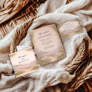 Convite Jardim de Campo de Lavanda Aniversário