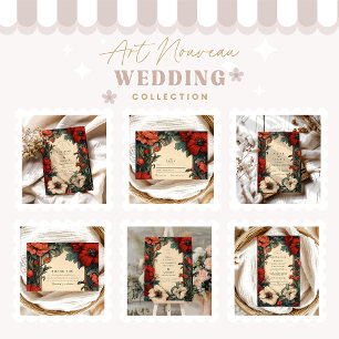 Convite Clássica Arte Nouveau de Casamento Floral